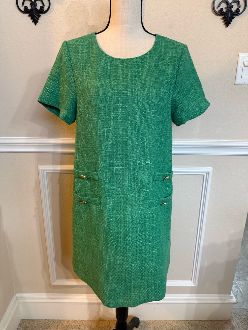 Sugarlips Emerald Green Textured Shift Dress Size Medium